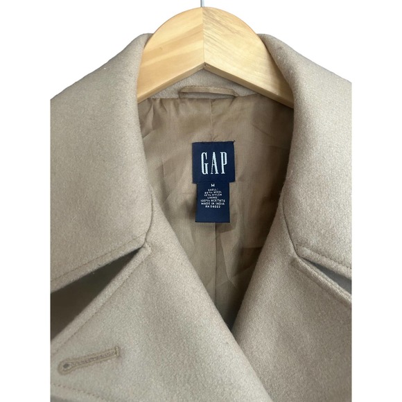 GAP Wool Blend Classic Double Breasted Camel/Tan Peacoat Women’s M - Picture 2 of 9